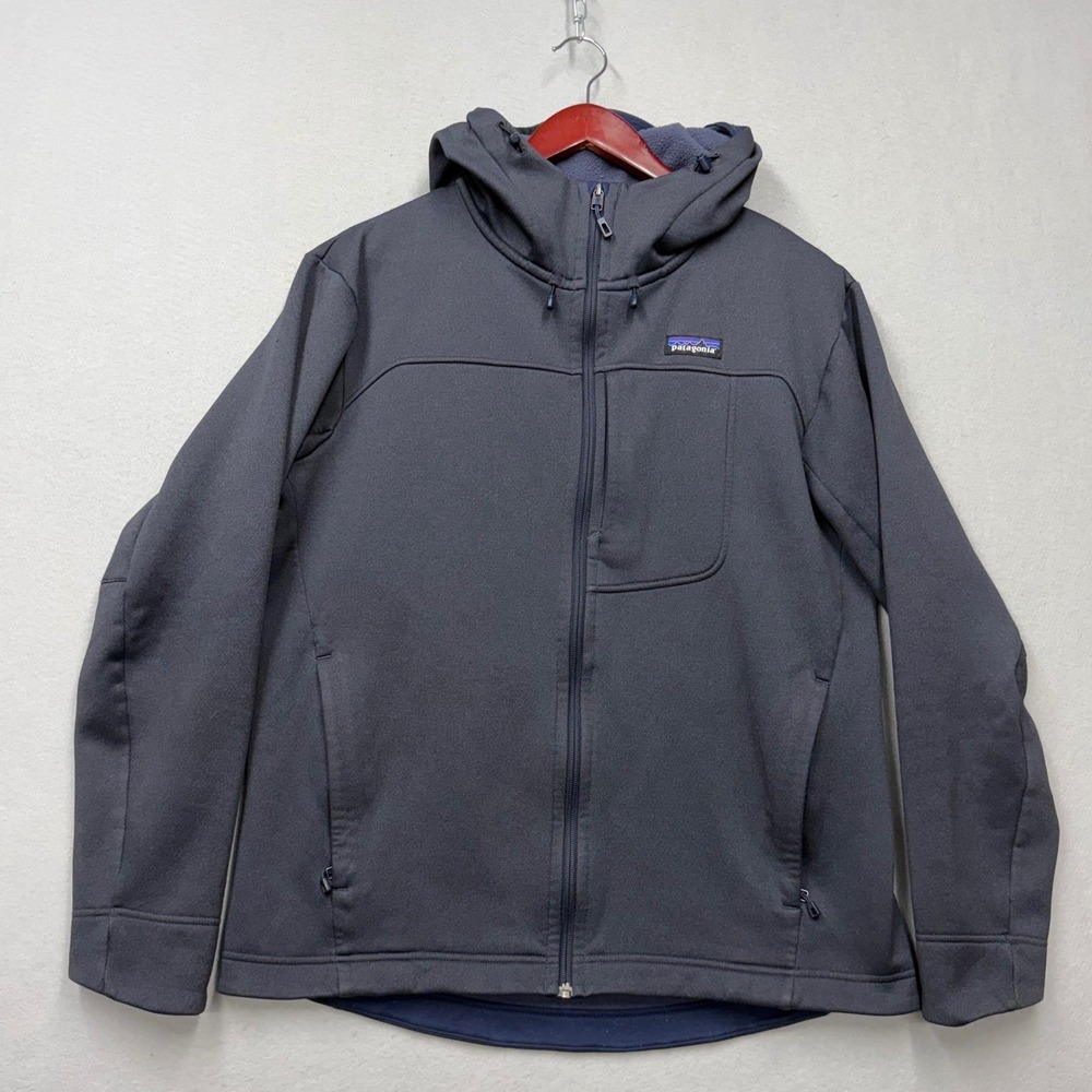 Patagonia Adze Hybrid Hoody Men M Grey 26040 Softshell Fleece Lined Jacket
